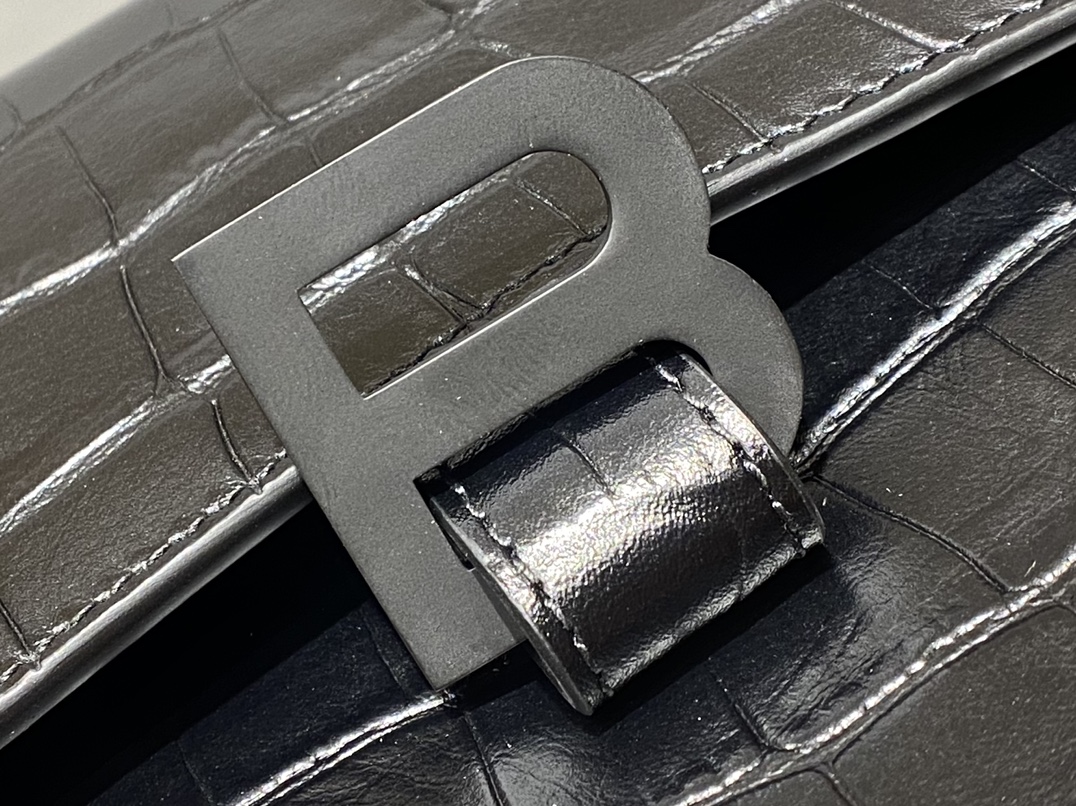 Balenciaga Downtown 29CM BAG 671353黑色鳄鱼纹/黑扣