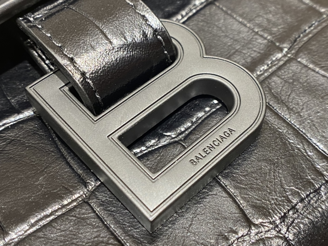 Balenciaga Downtown 29CM BAG 671353黑色鳄鱼纹/黑扣
