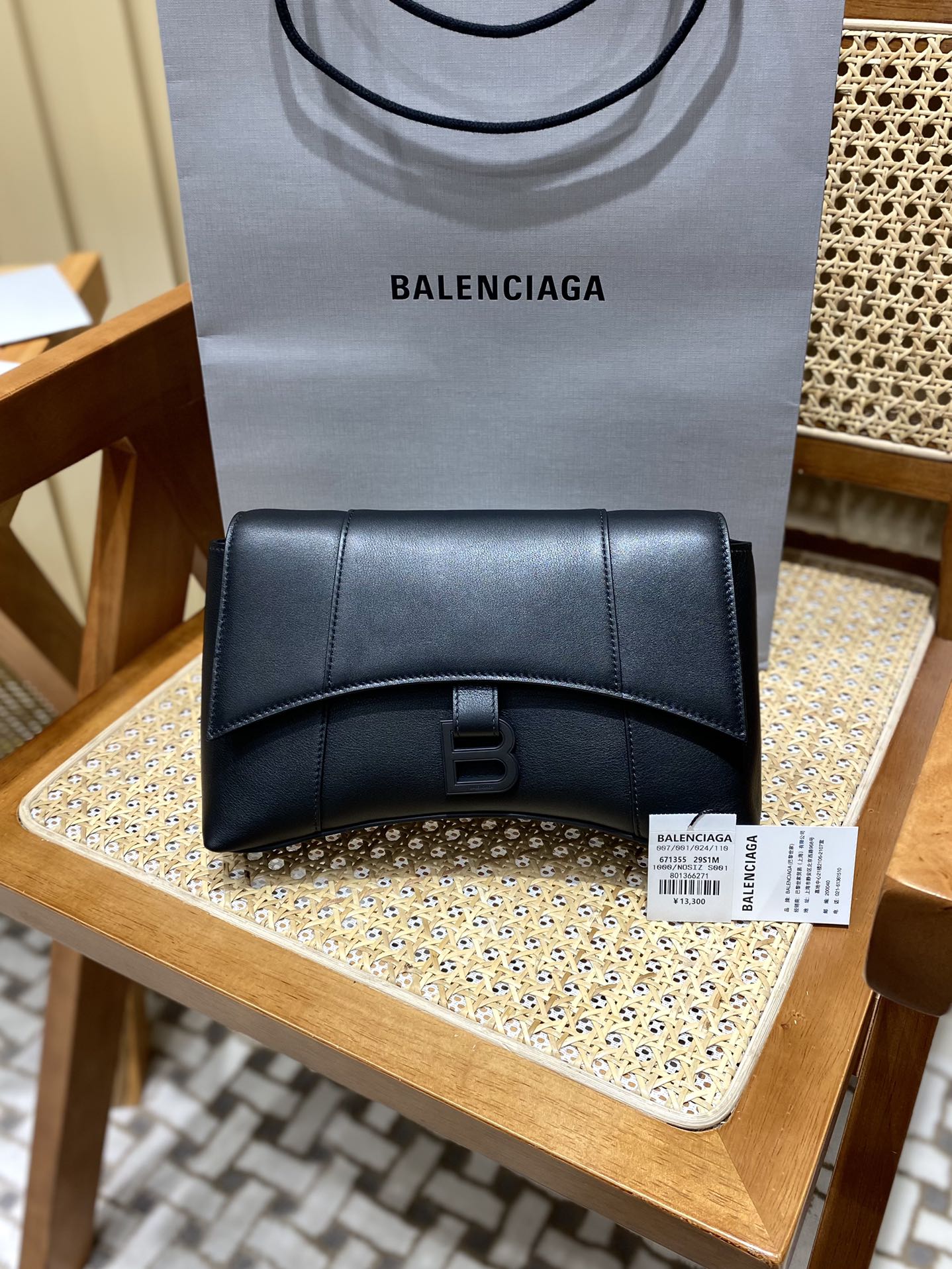 Balenciaga Downtown 25CM BAG 671355黑色/黑扣