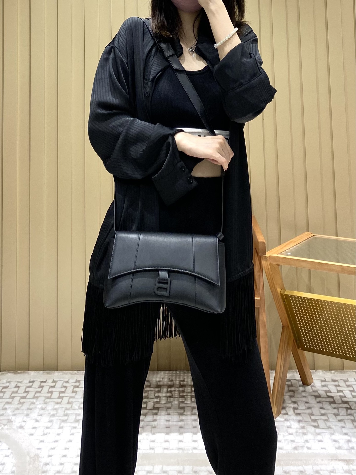 Balenciaga Downtown 25CM BAG 671355黑色/黑扣