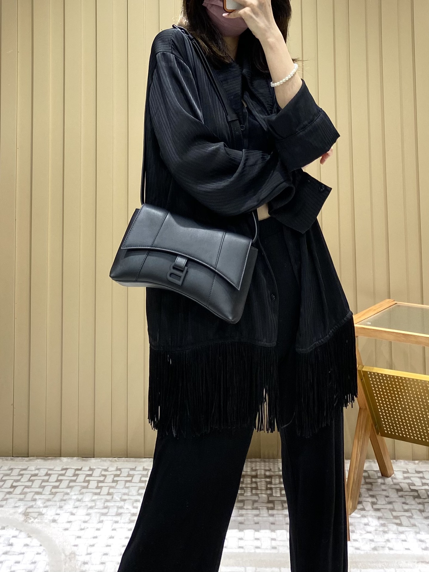 Balenciaga Downtown 25CM BAG 671355黑色/黑扣