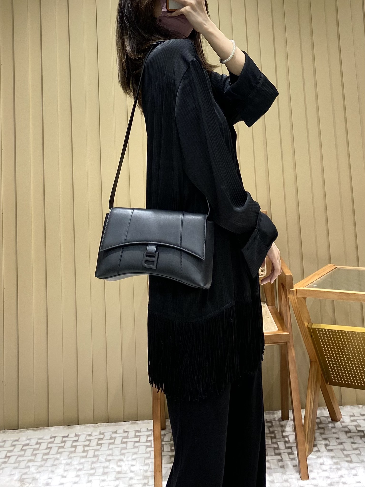 Balenciaga Downtown 25CM BAG 671355黑色/黑扣