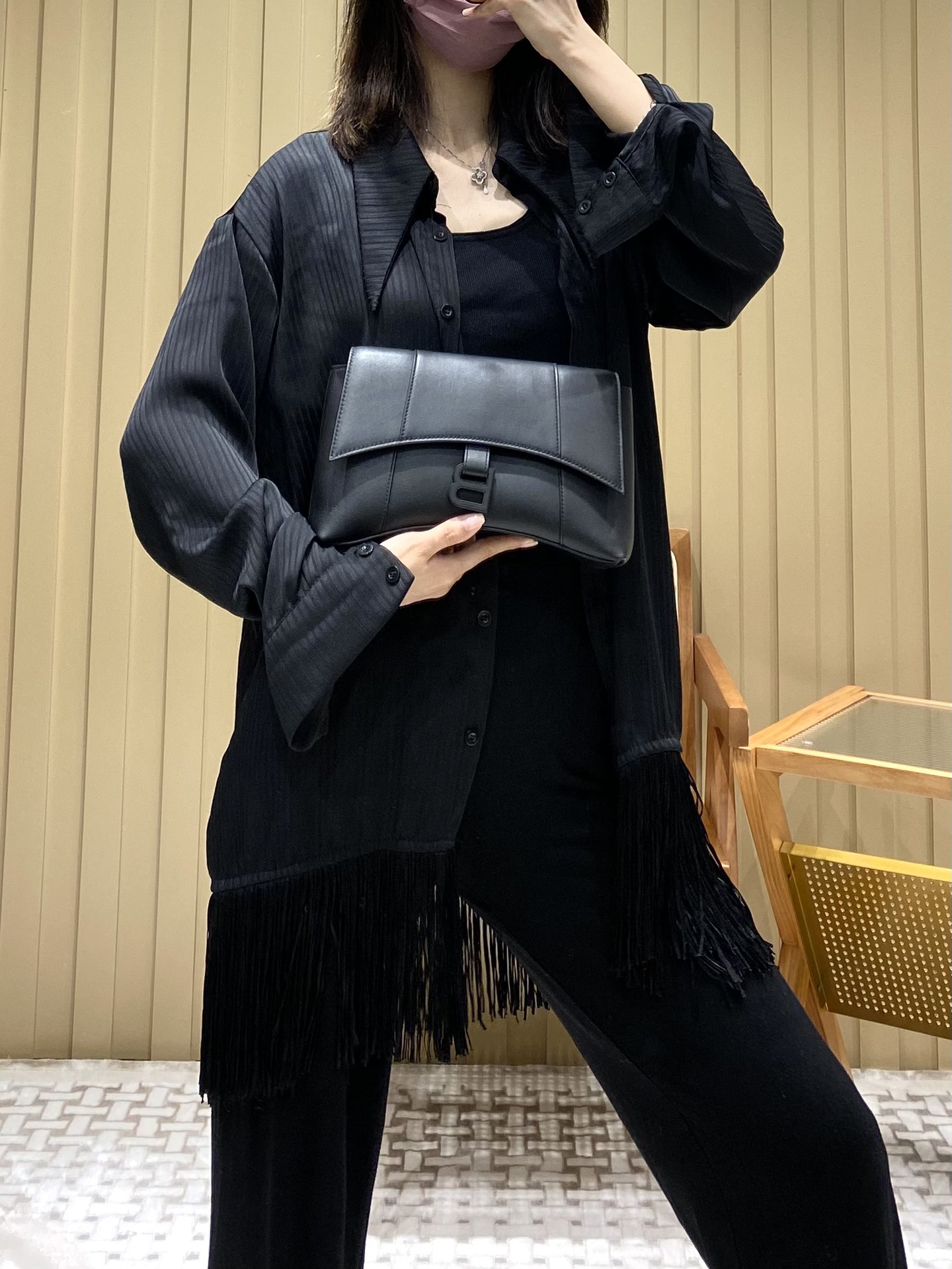Balenciaga Downtown 25CM BAG 671355黑色/黑扣