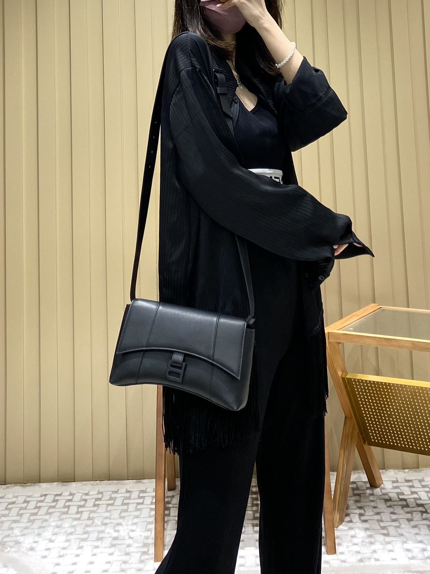 Balenciaga Downtown 25CM BAG 671355黑色/黑扣