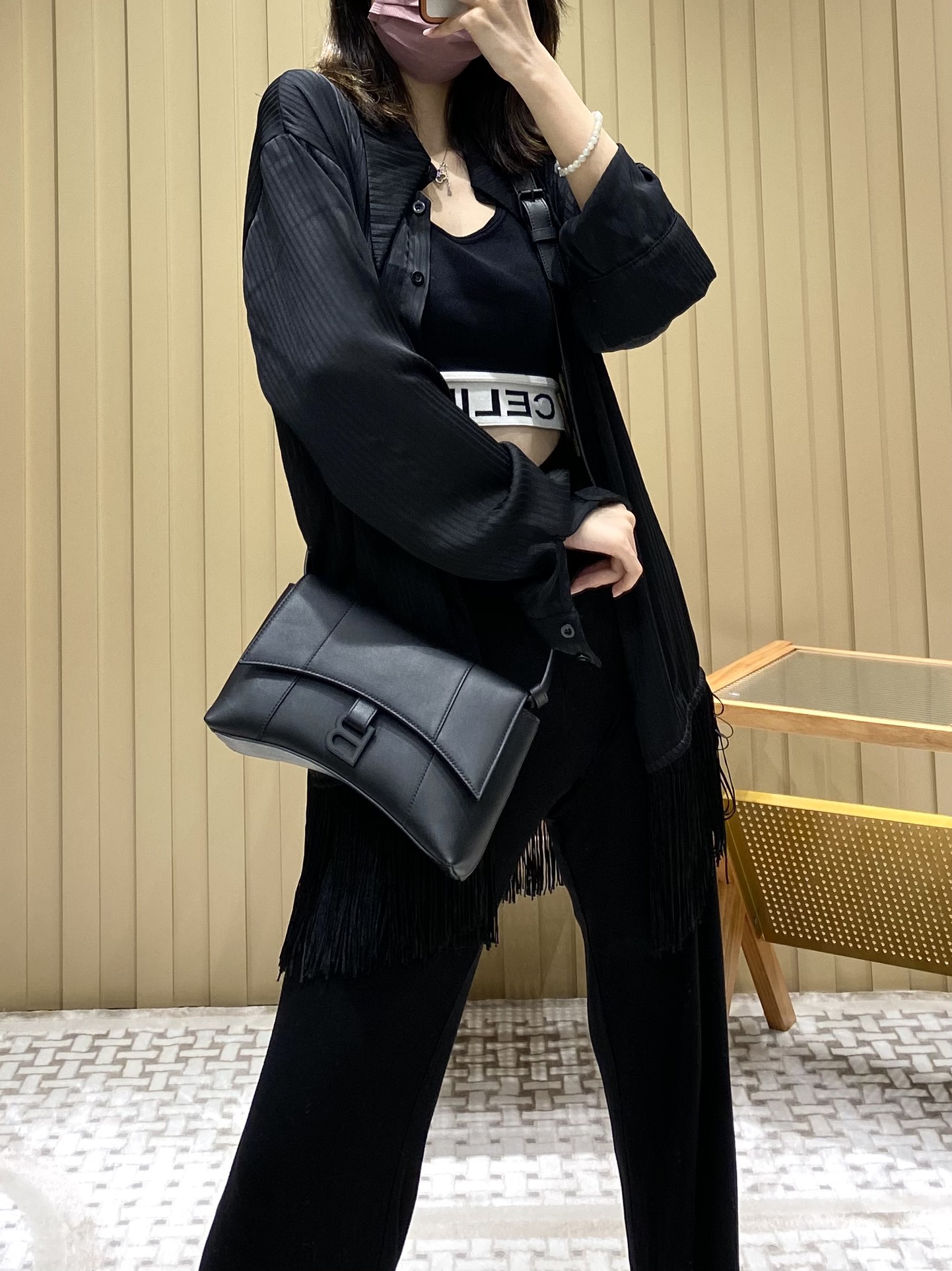 Balenciaga Downtown 25CM BAG 671355黑色/黑扣