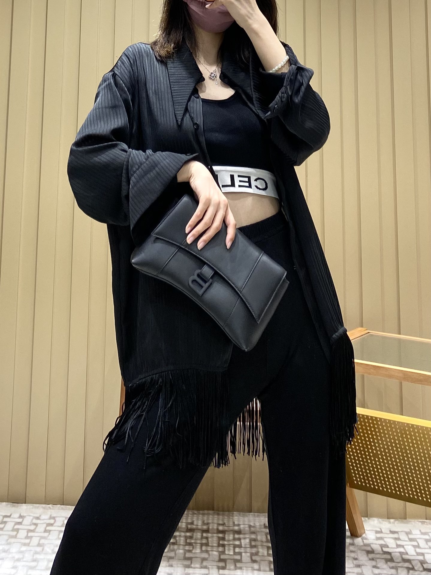 Balenciaga Downtown 25CM BAG 671355黑色/黑扣