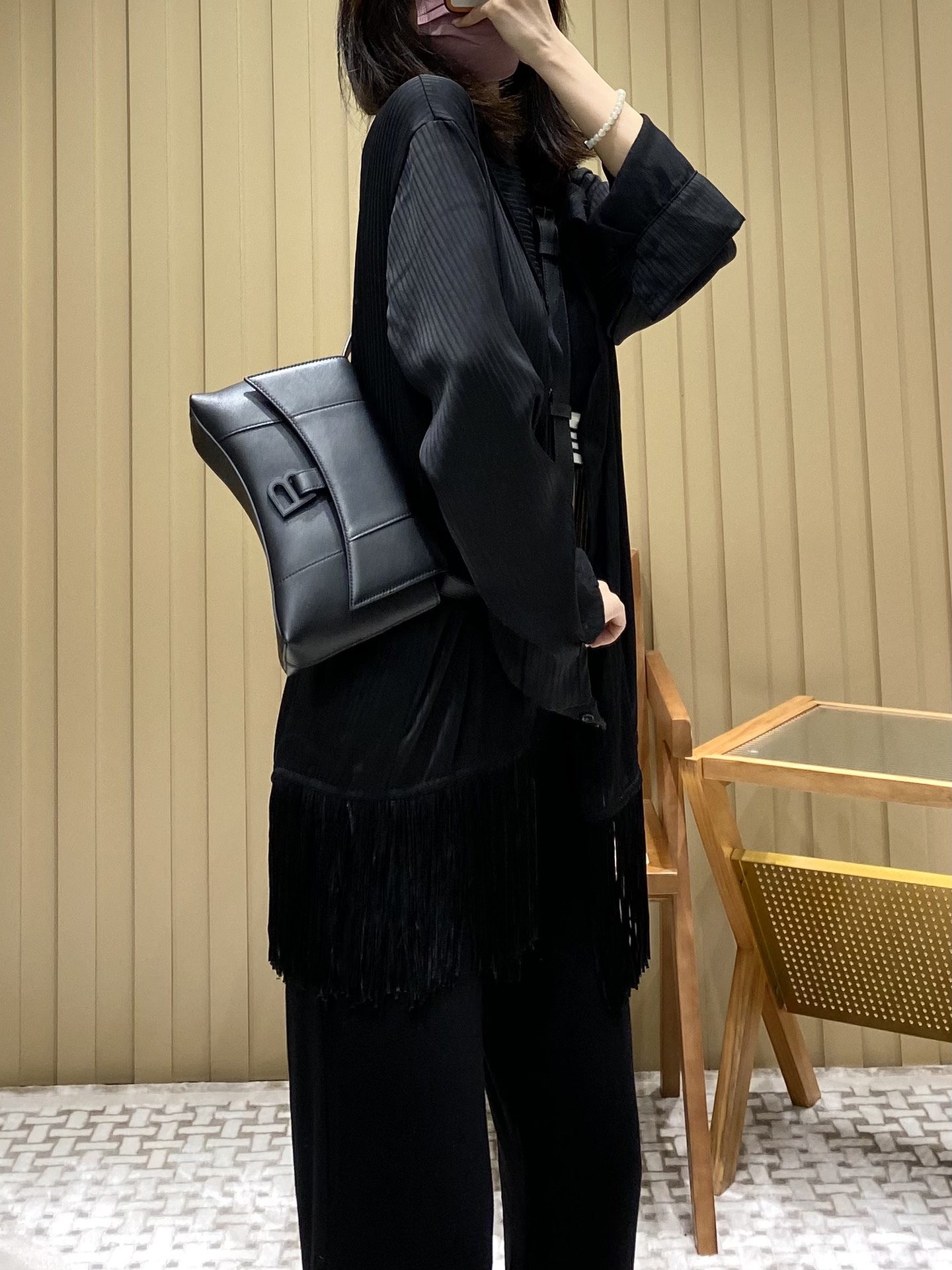 Balenciaga Downtown 25CM BAG 671355黑色/黑扣