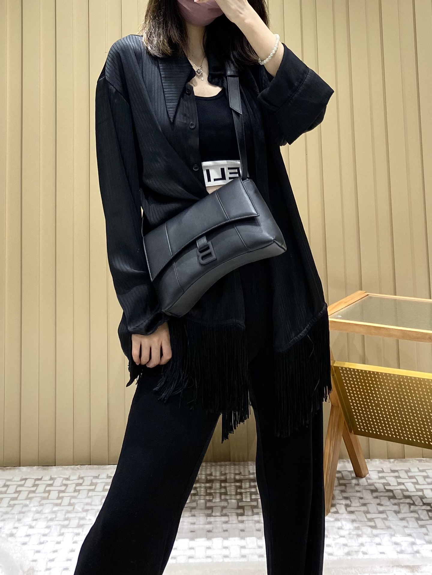 Balenciaga Downtown 25CM BAG 671355黑色/黑扣