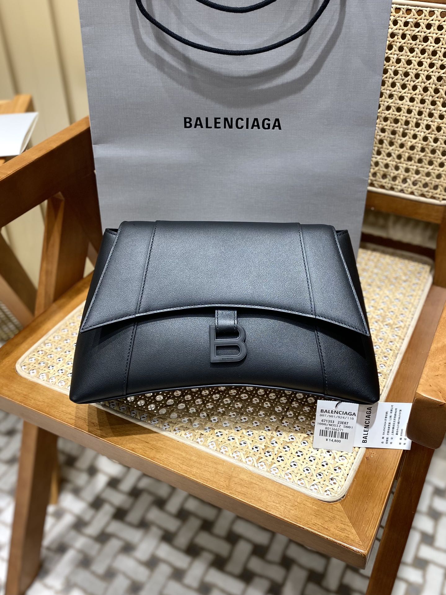 Balenciaga Downtown 29CM BAG 671353黑色/黑扣