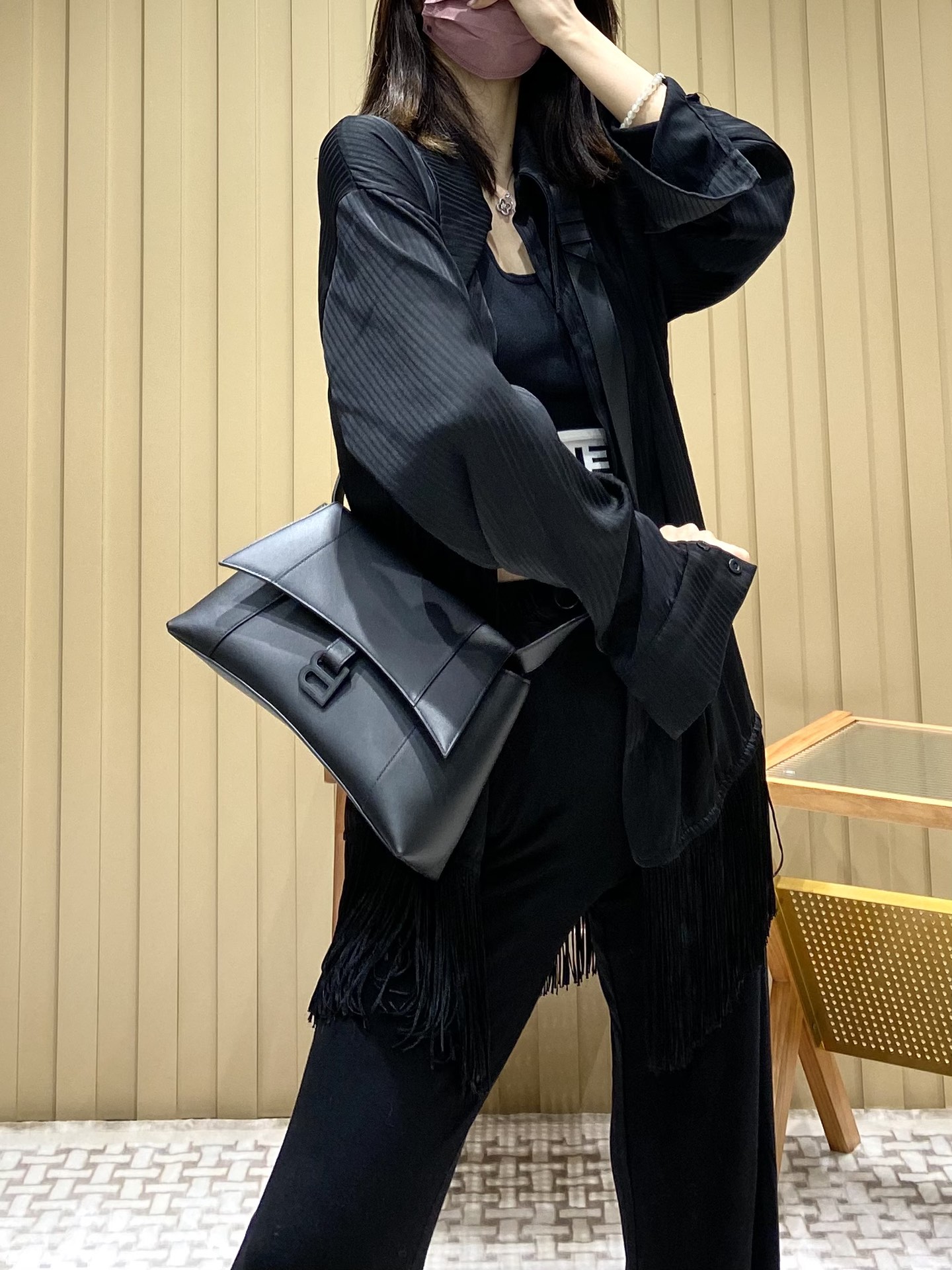 Balenciaga Downtown 29CM BAG 671353黑色/黑扣