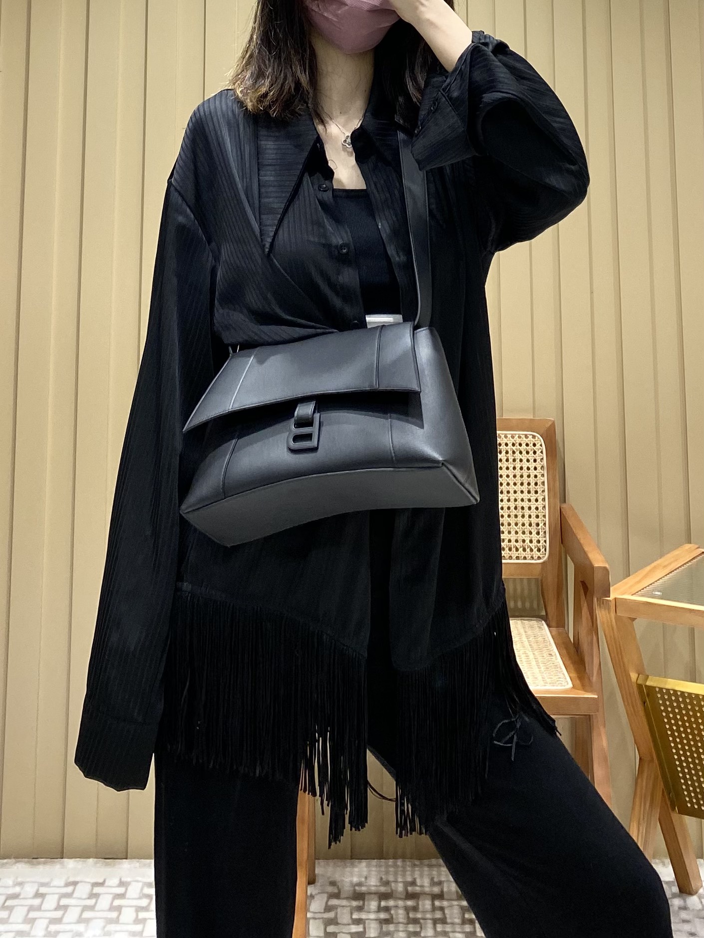 Balenciaga Downtown 29CM BAG 671353黑色/黑扣