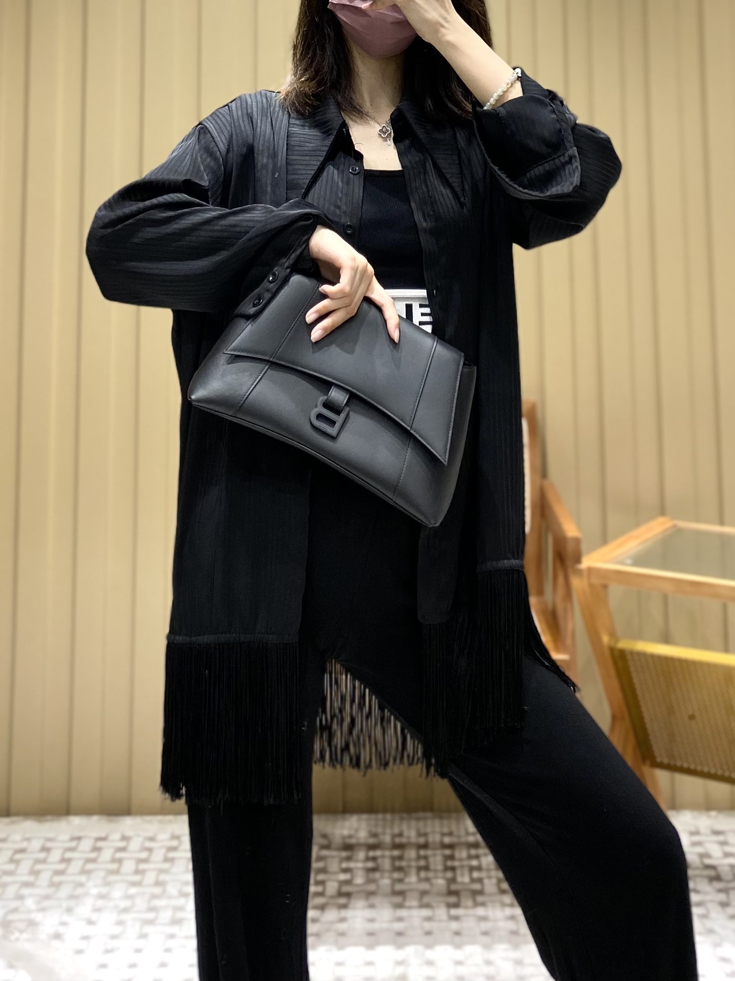 Balenciaga Downtown 29CM BAG 671353黑色/黑扣