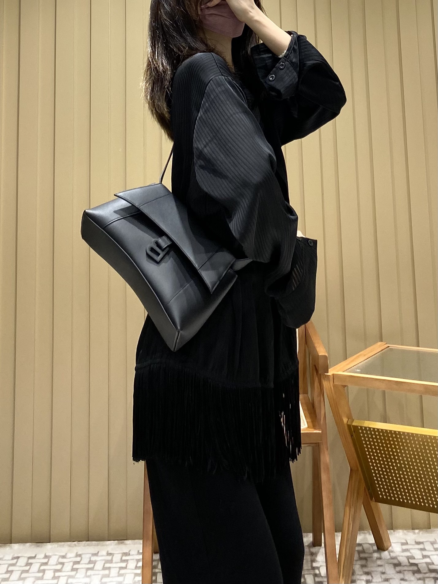 Balenciaga Downtown 29CM BAG 671353黑色/黑扣