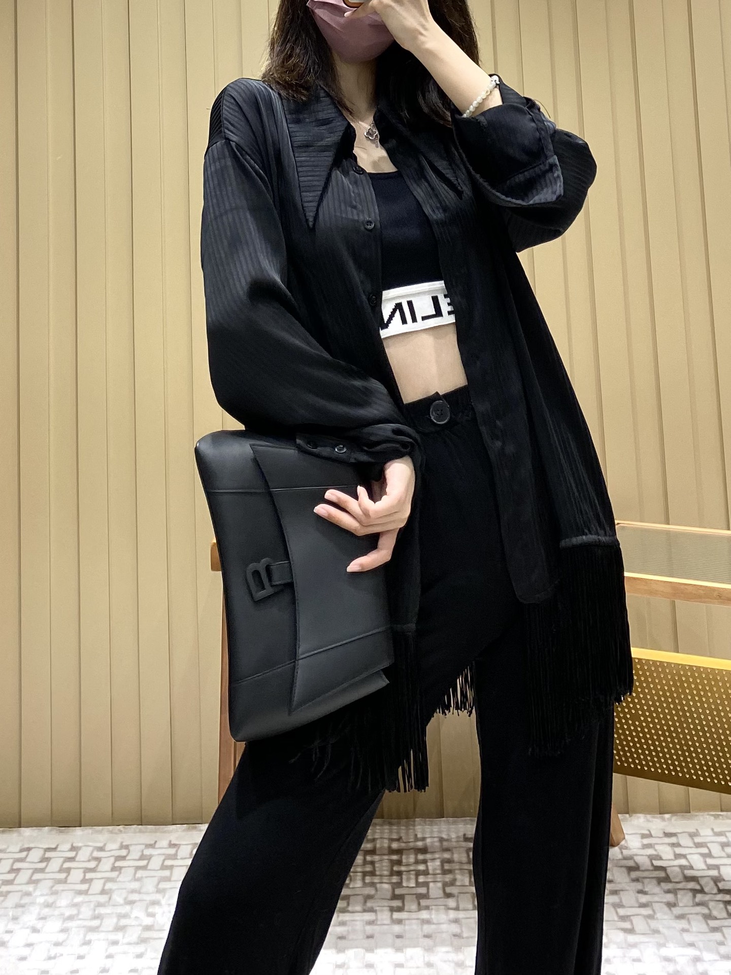 Balenciaga Downtown 29CM BAG 671353黑色/黑扣