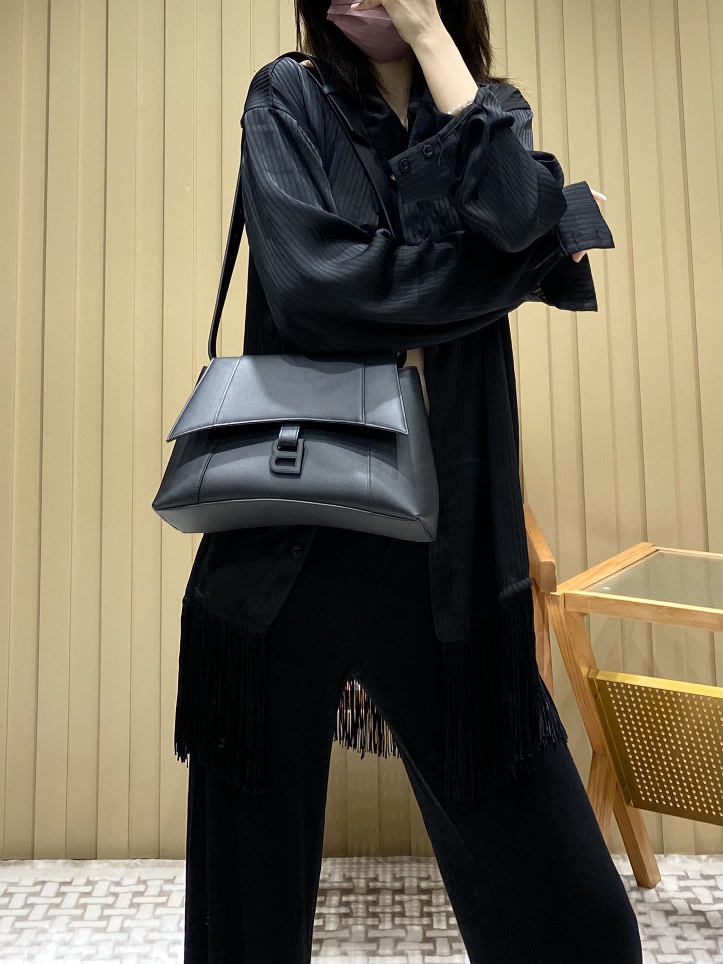 Balenciaga Downtown 29CM BAG 671353黑色/黑扣