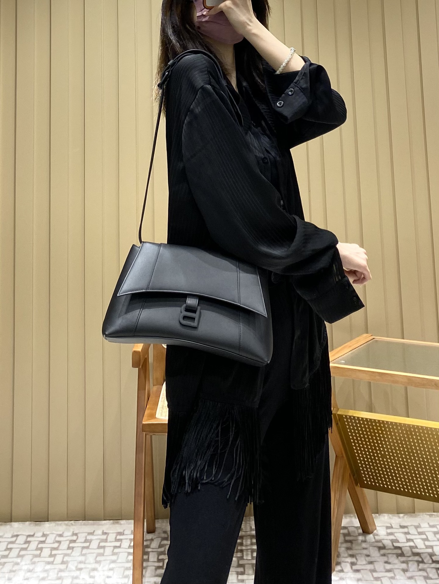Balenciaga Downtown 29CM BAG 671353黑色/黑扣