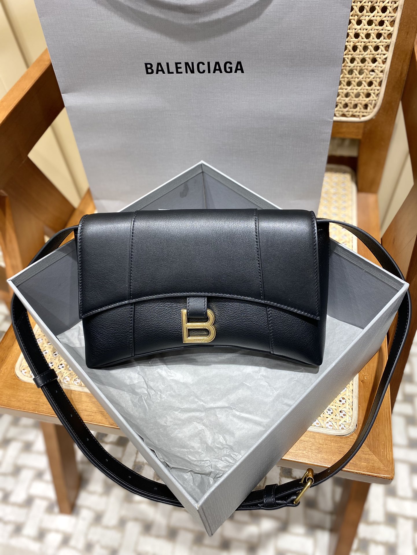 Balenciaga Downtown 25CM BAG 671355黑色/金扣