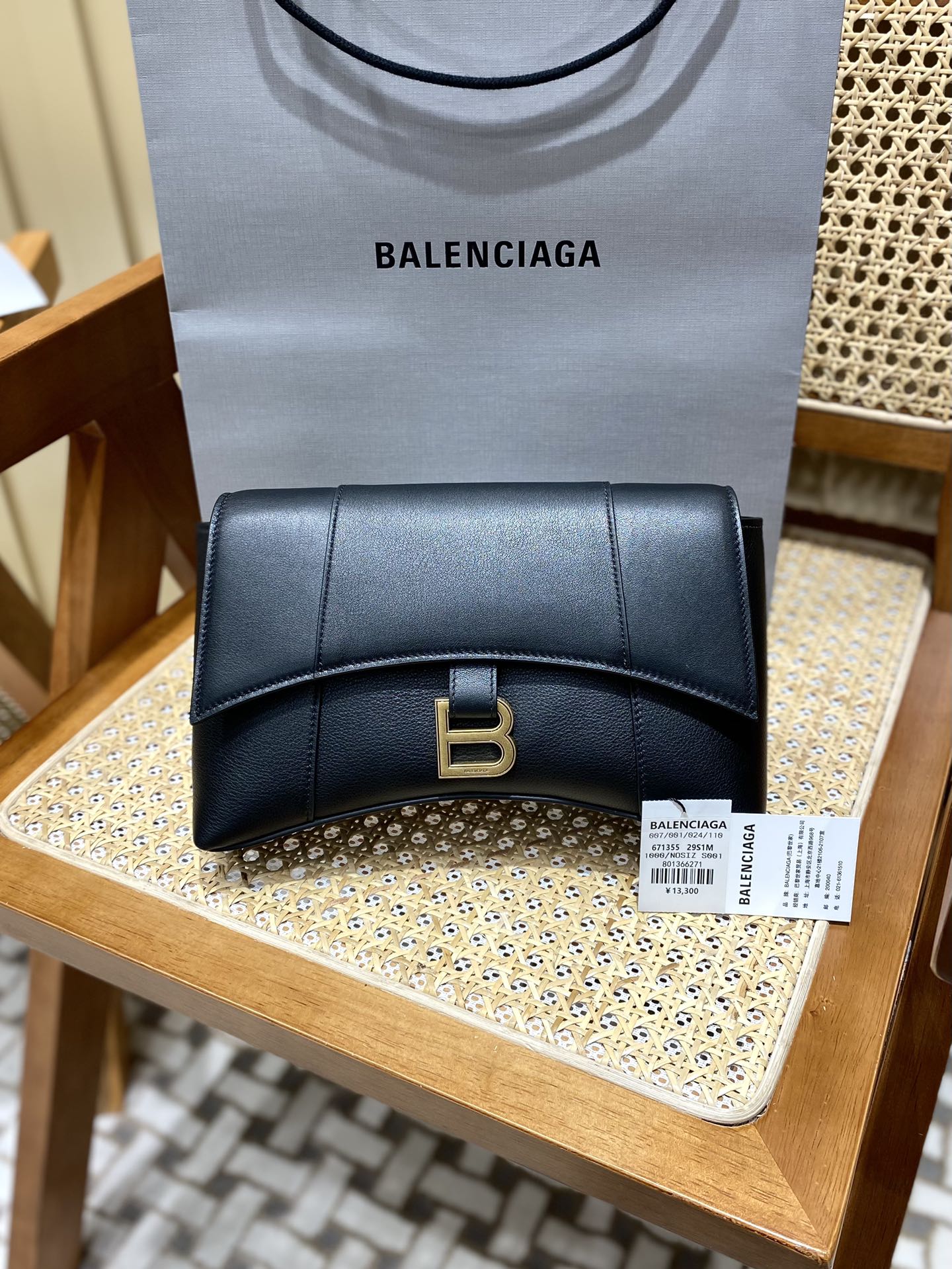 Balenciaga Downtown 25CM BAG 671355黑色/金扣