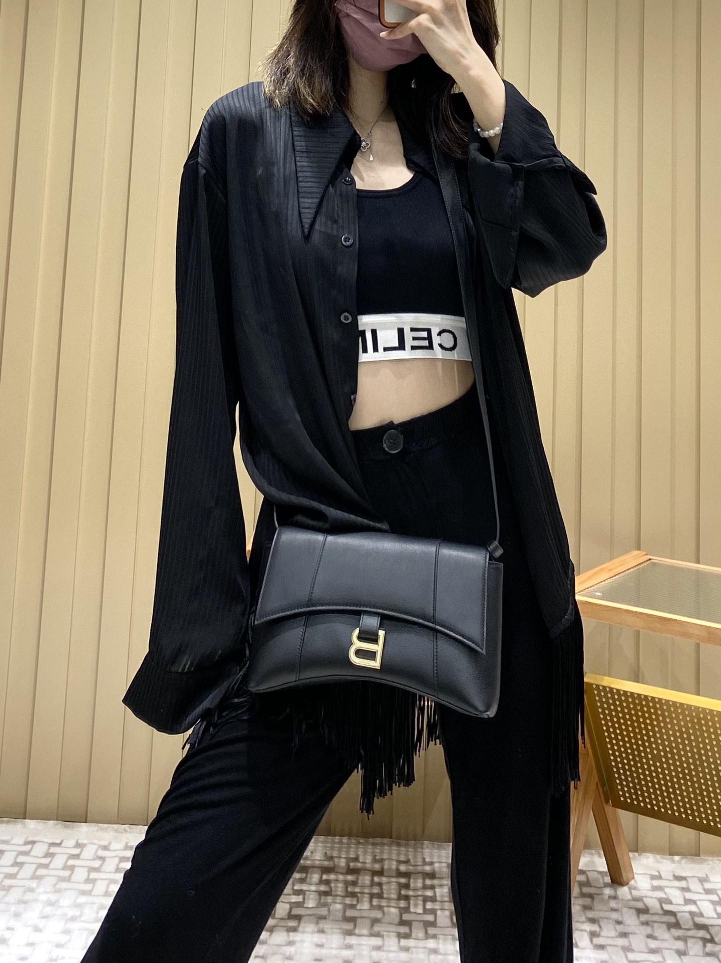 Balenciaga Downtown 25CM BAG 671355黑色/金扣