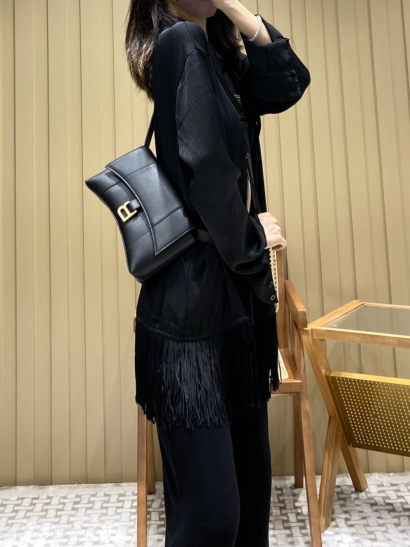 Balenciaga Downtown 25CM BAG 671355黑色/金扣