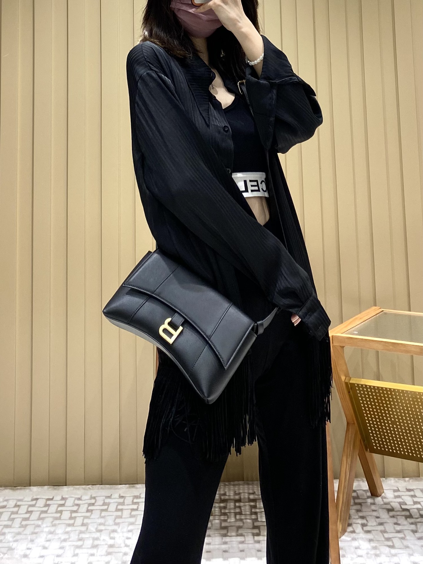 Balenciaga Downtown 25CM BAG 671355黑色/金扣
