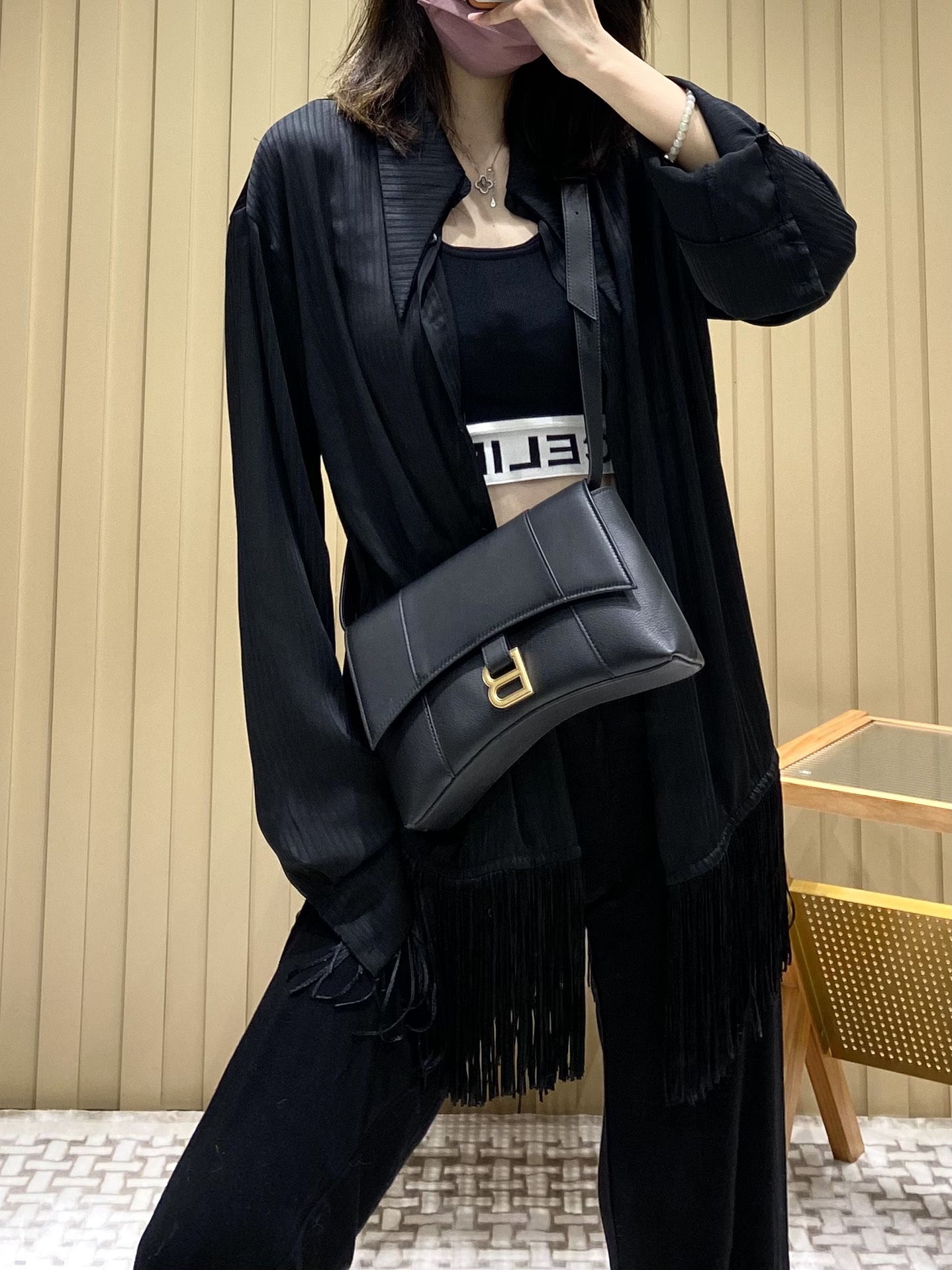 Balenciaga Downtown 25CM BAG 671355黑色/金扣