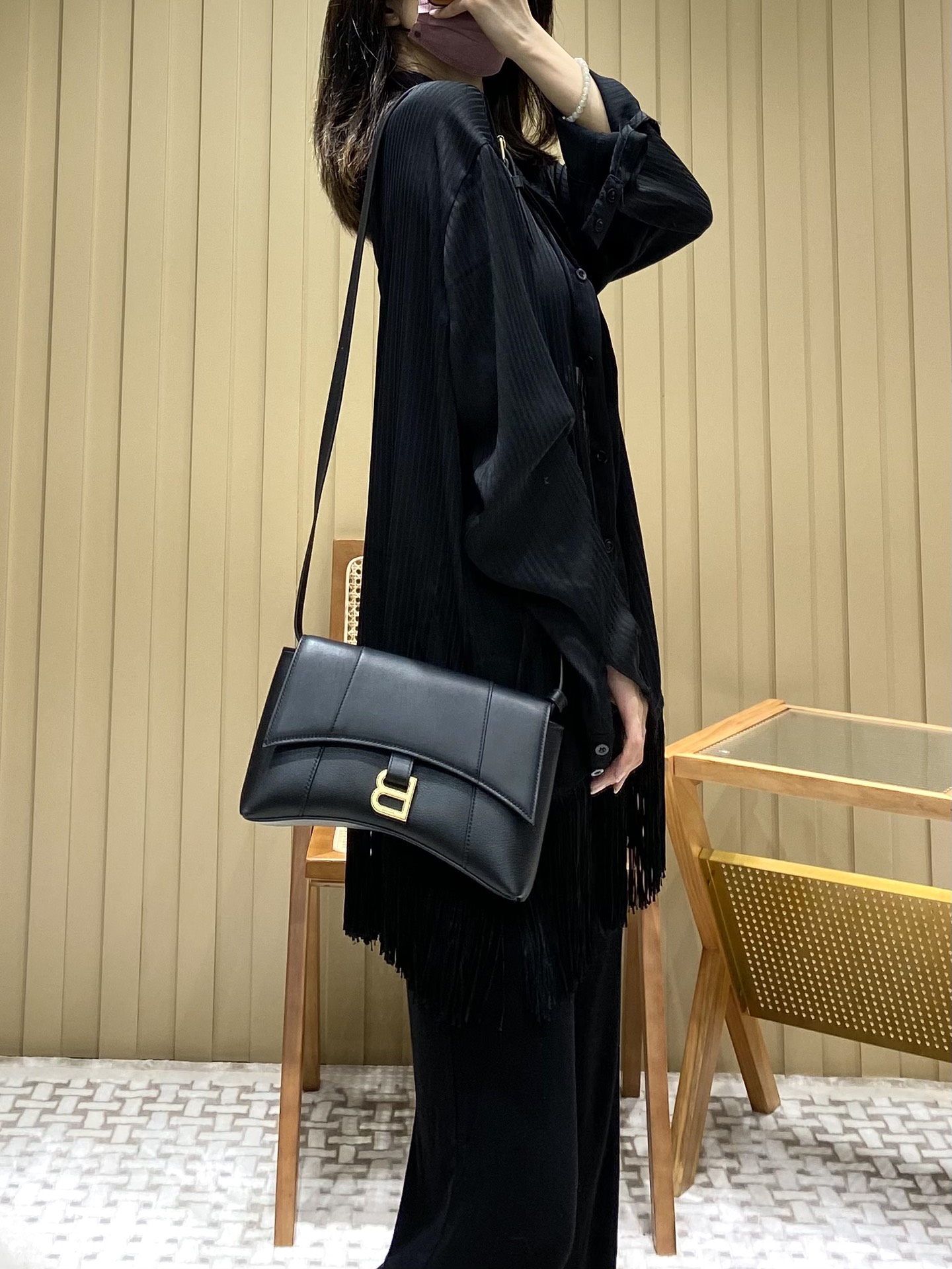 Balenciaga Downtown 25CM BAG 671355黑色/金扣