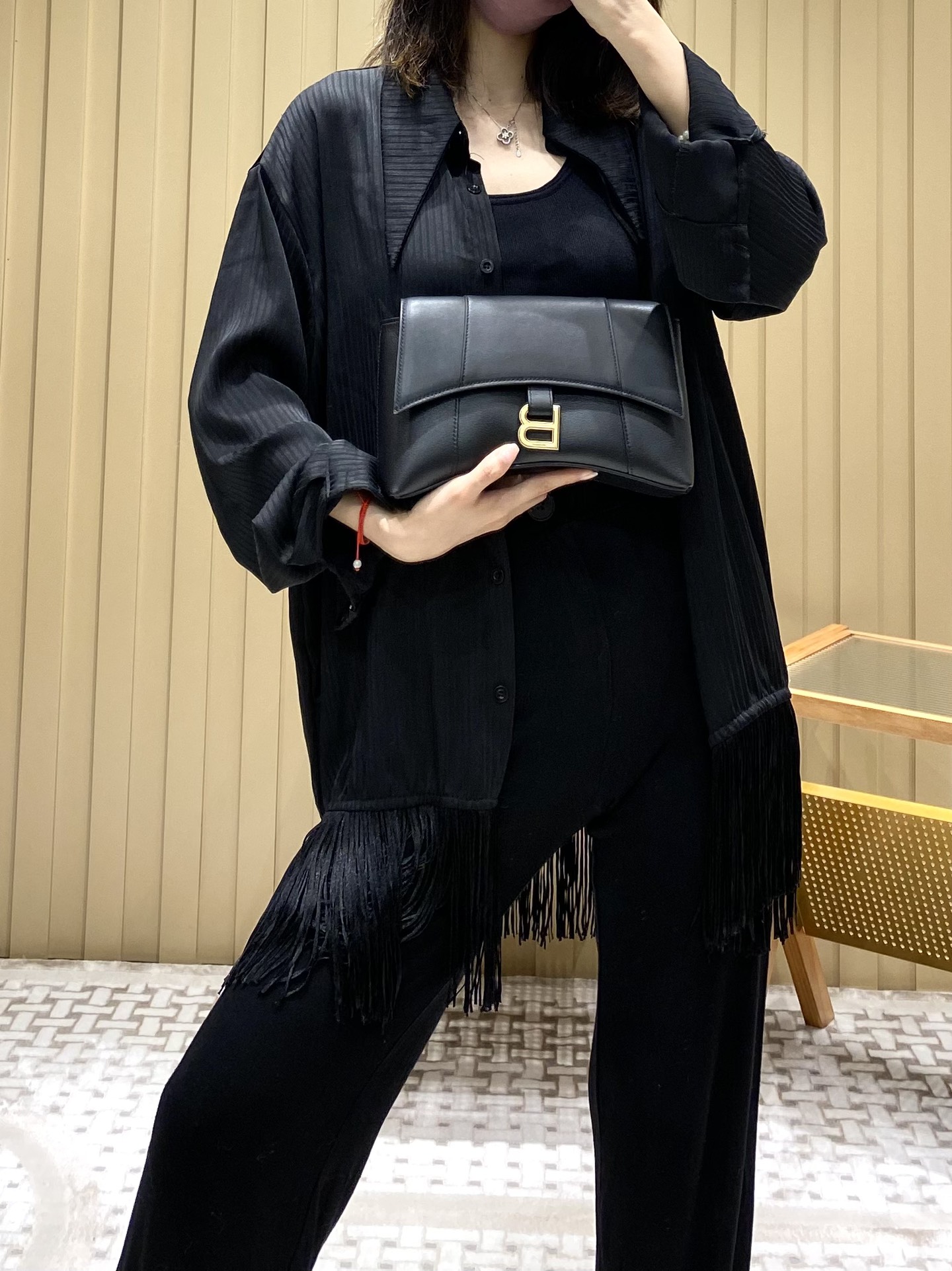 Balenciaga Downtown 25CM BAG 671355黑色/金扣