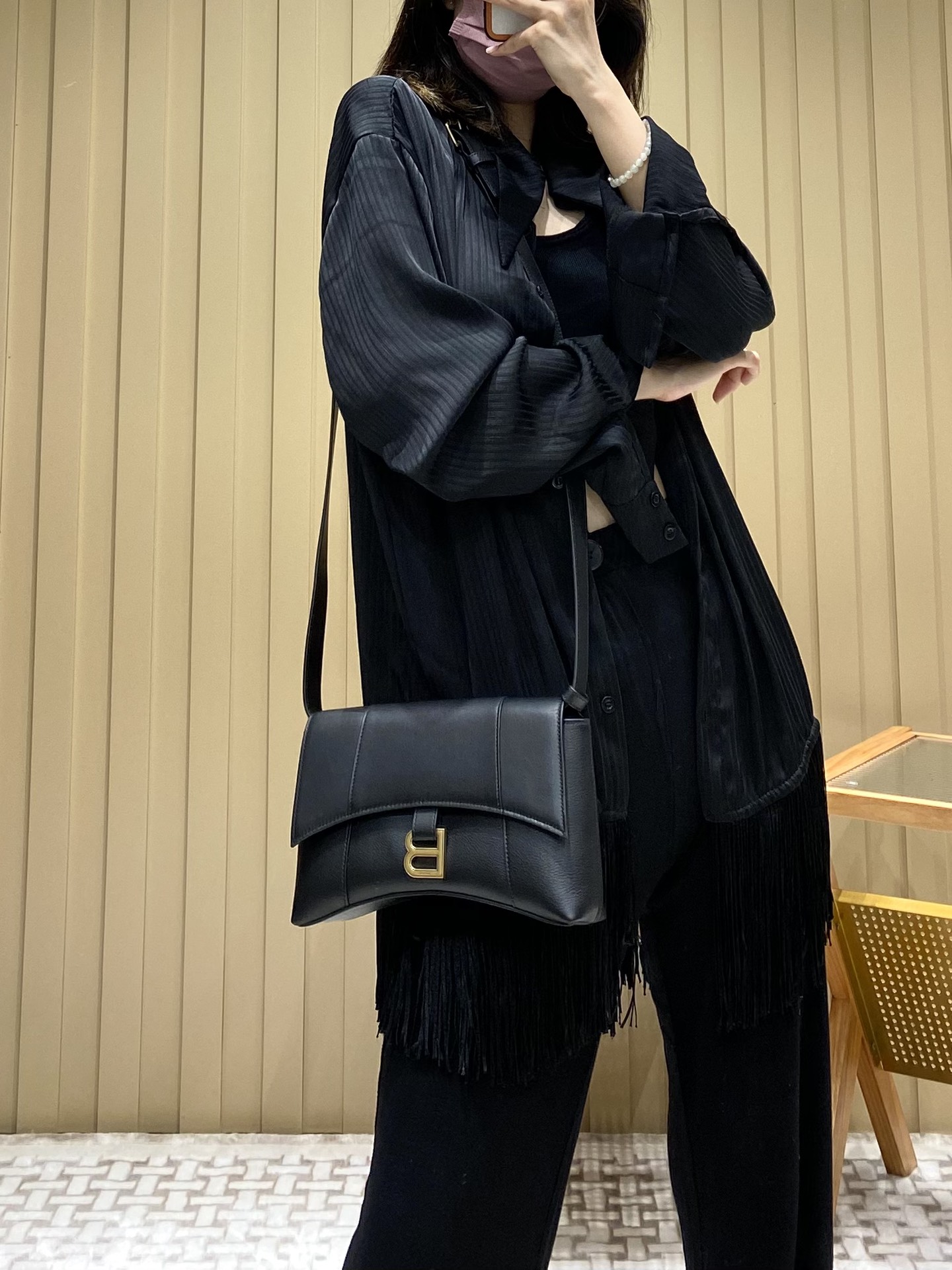 Balenciaga Downtown 25CM BAG 671355黑色/金扣