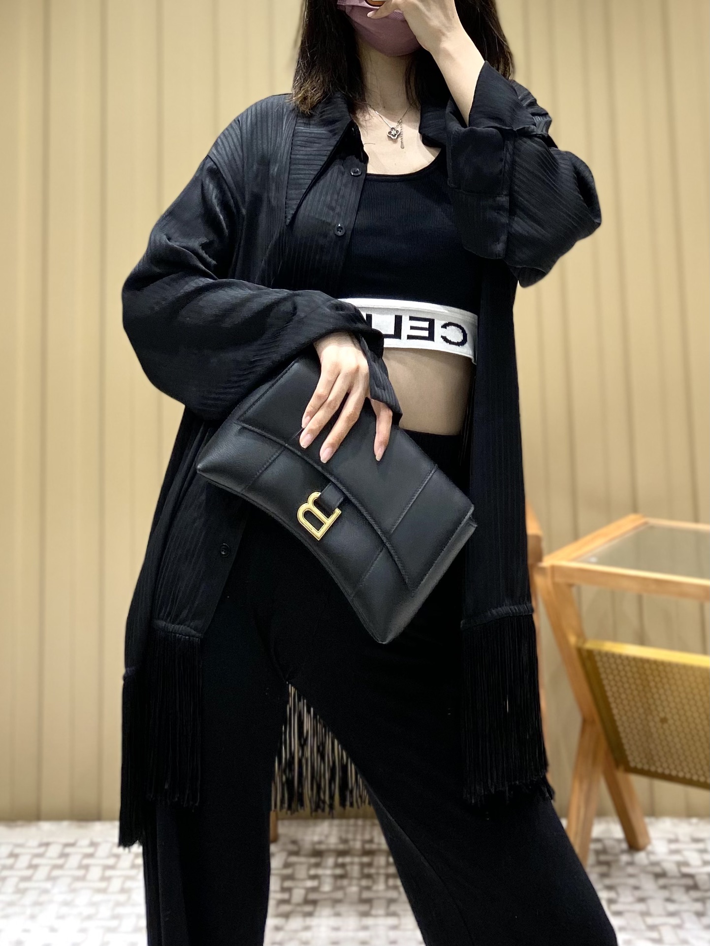 Balenciaga Downtown 25CM BAG 671355黑色/金扣