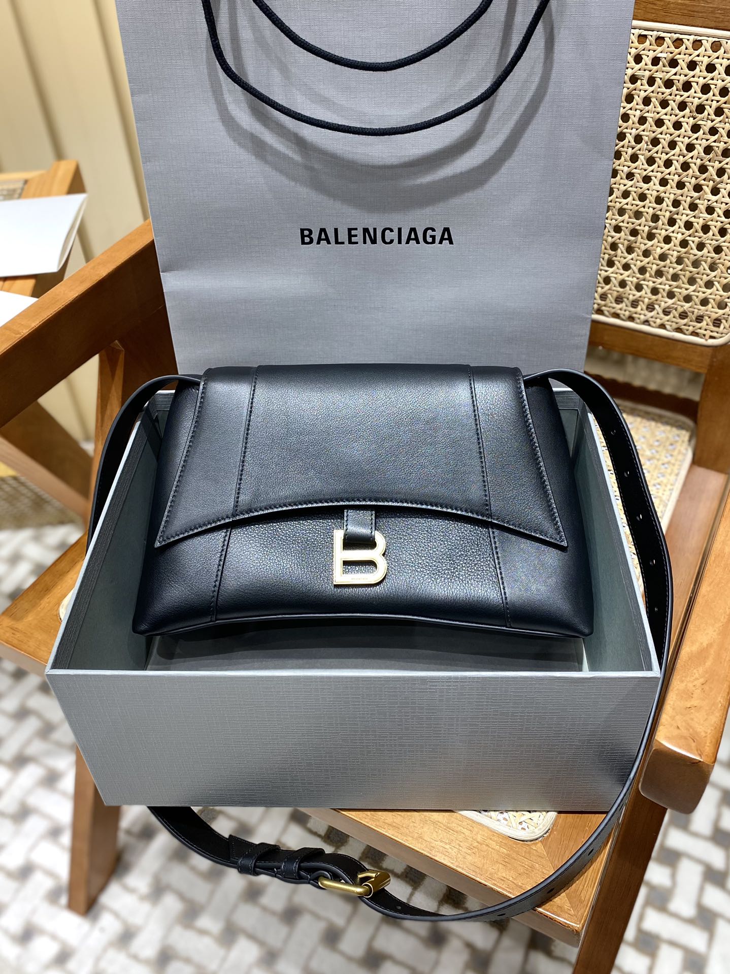 Balenciaga Downtown 29CM BAG 671353黑色/金扣