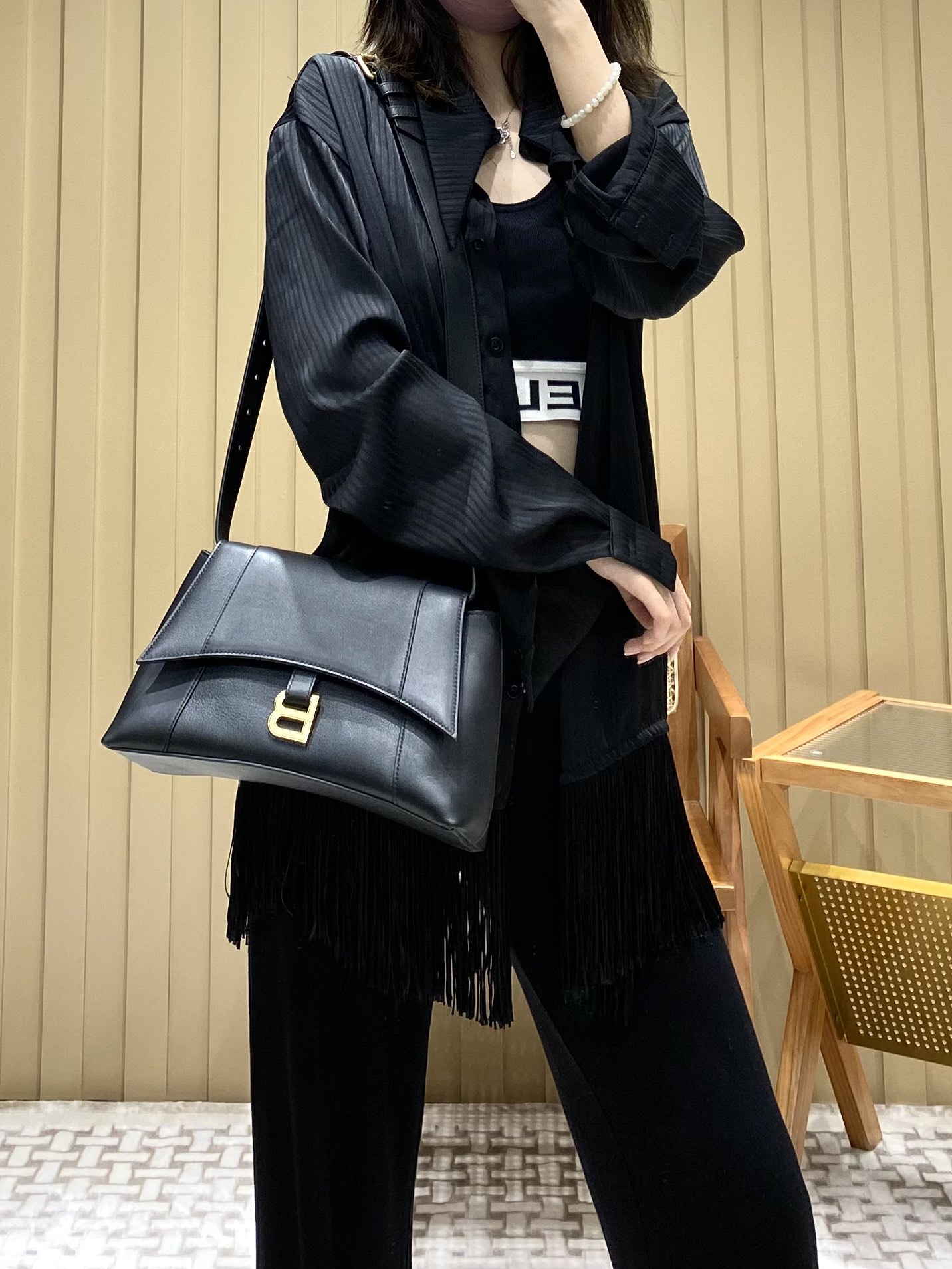 Balenciaga Downtown 29CM BAG 671353黑色/金扣