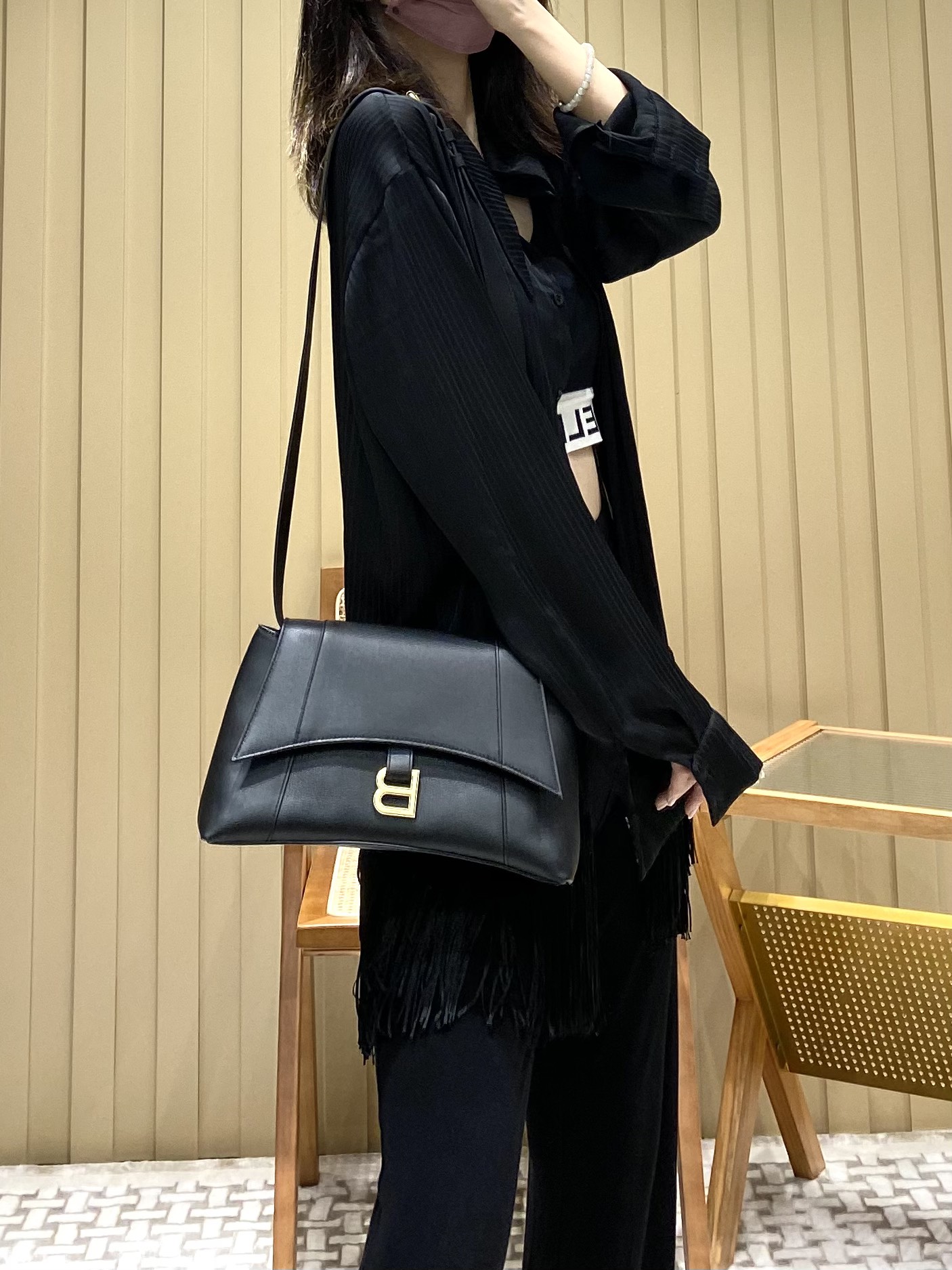 Balenciaga Downtown 29CM BAG 671353黑色/金扣