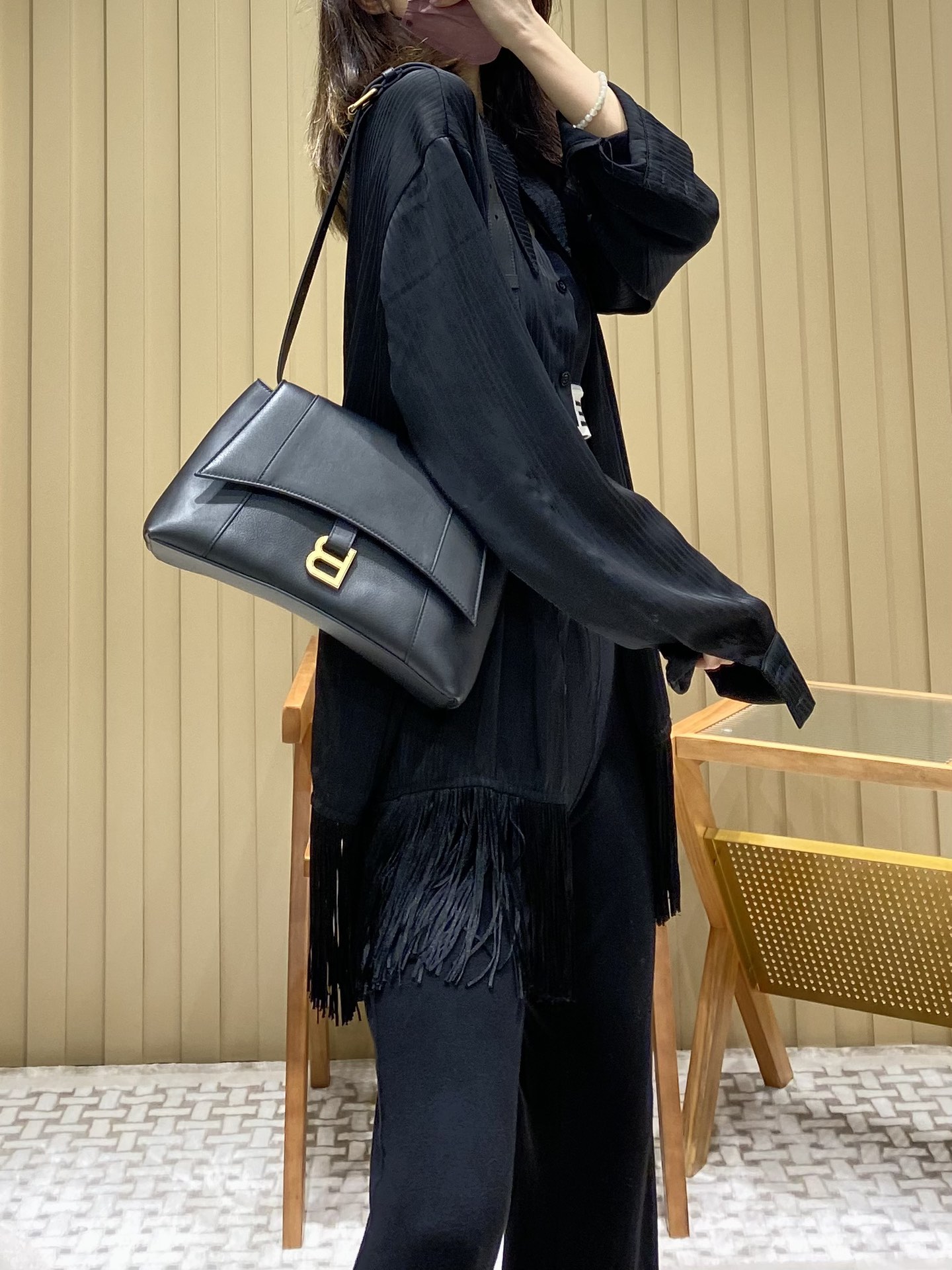 Balenciaga Downtown 29CM BAG 671353黑色/金扣