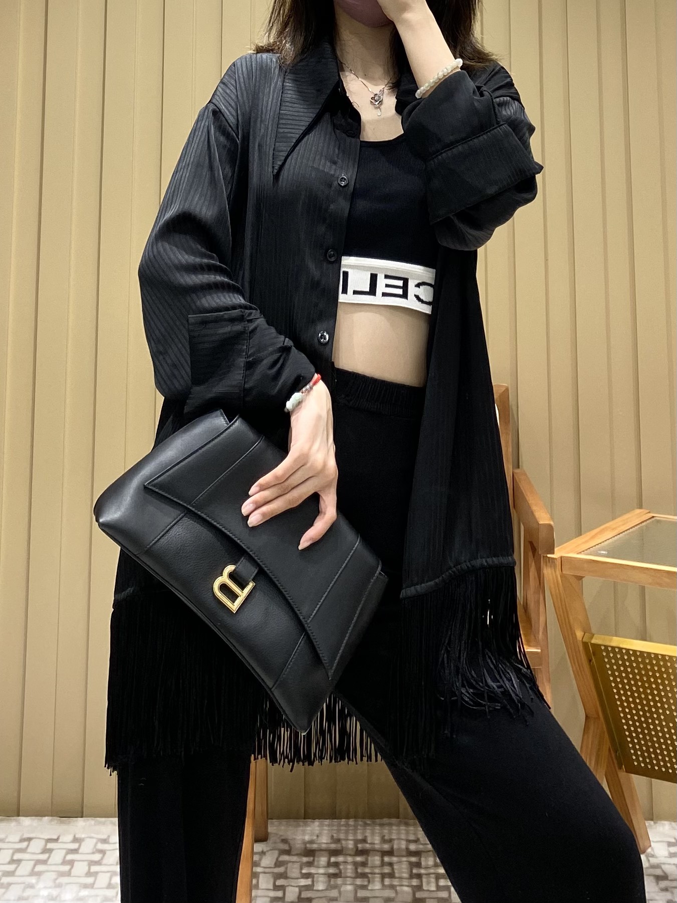 Balenciaga Downtown 29CM BAG 671353黑色/金扣