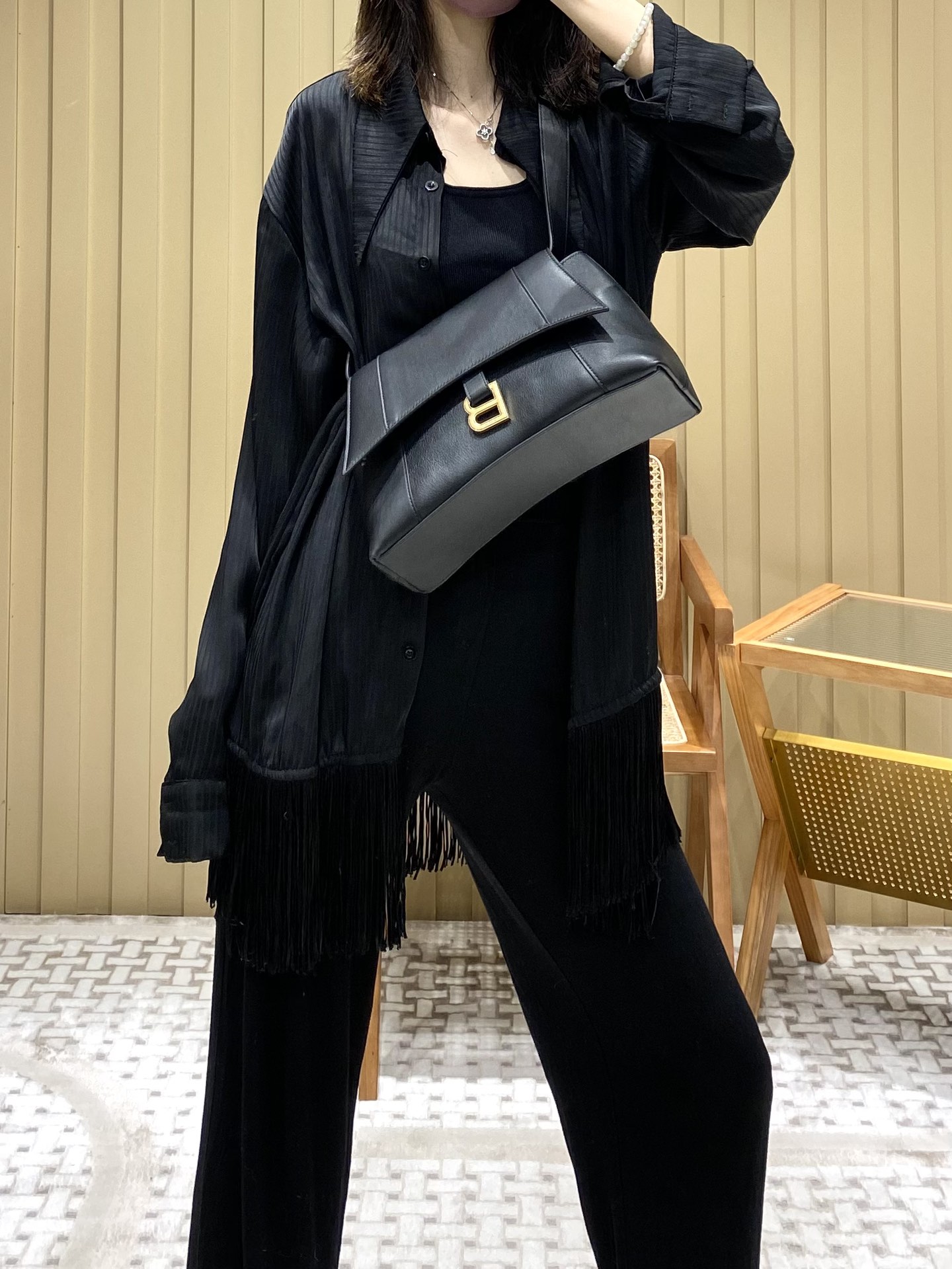 Balenciaga Downtown 29CM BAG 671353黑色/金扣