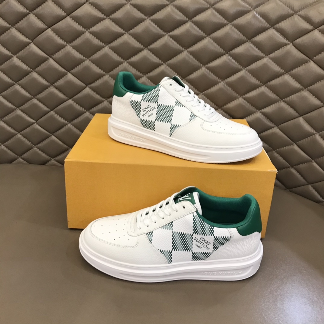 LV/路易威登   棋盘格印花头层牛皮制作男士经典休闲运动鞋