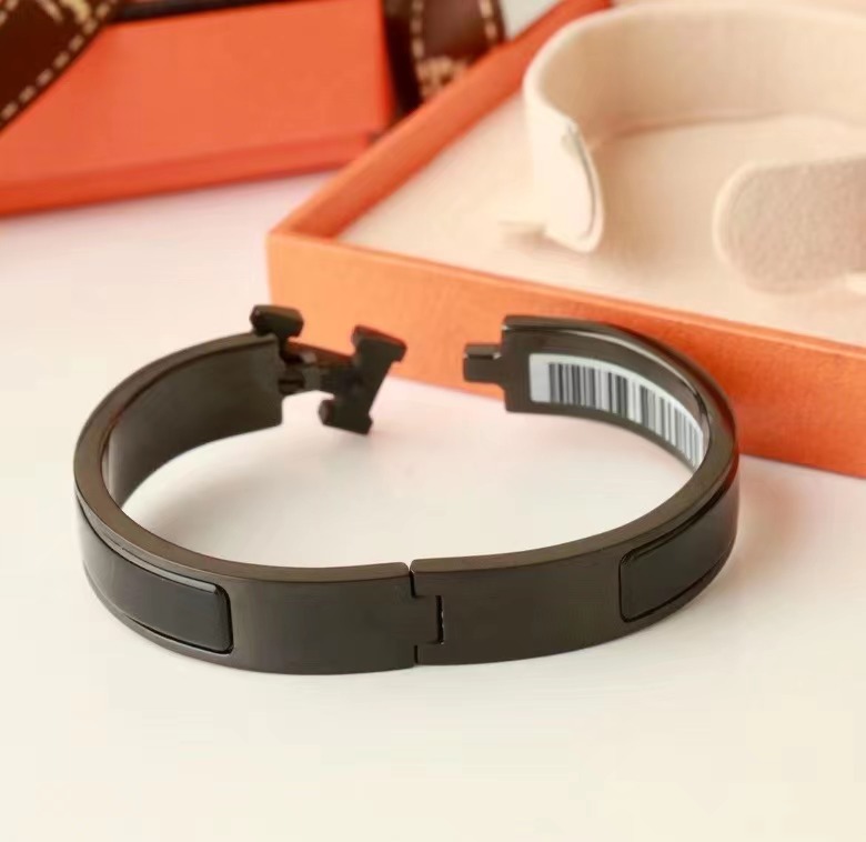 Hermes Joyas Pulsera Negro Universal para hombres y mujeres Mujeres Hombres Acero completo