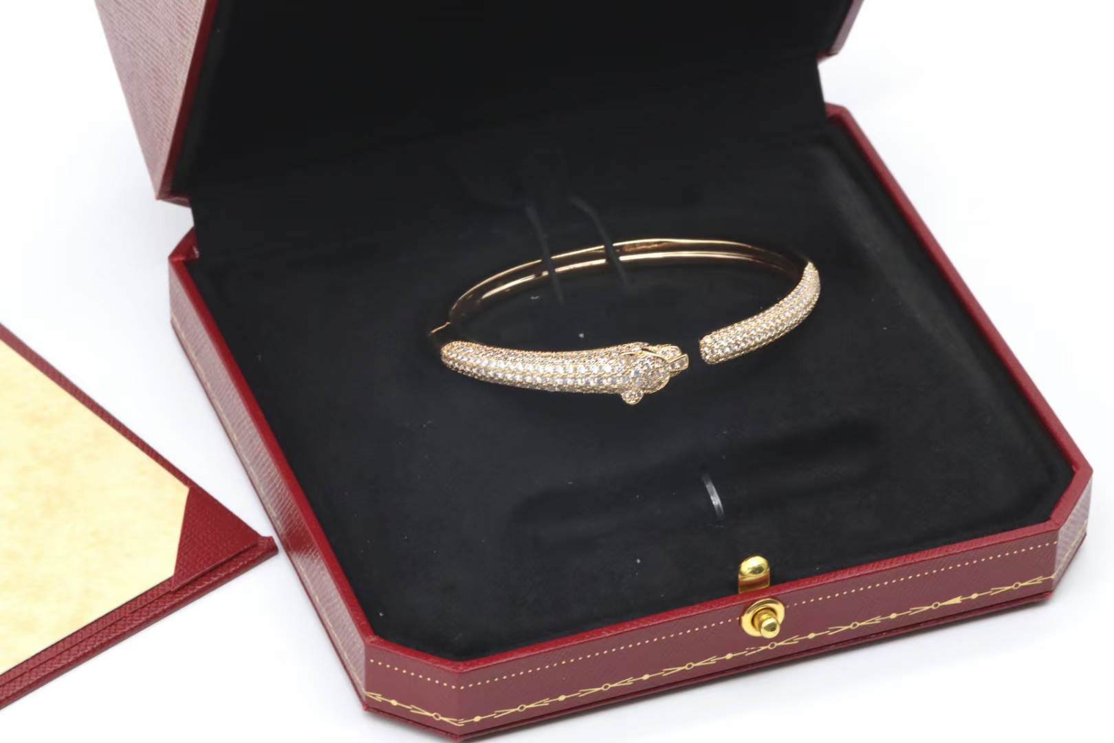 Cartier Cartier 高‮珠级‬宝系列 玫‮金瑰‬满钻 豹‮手子‬镯