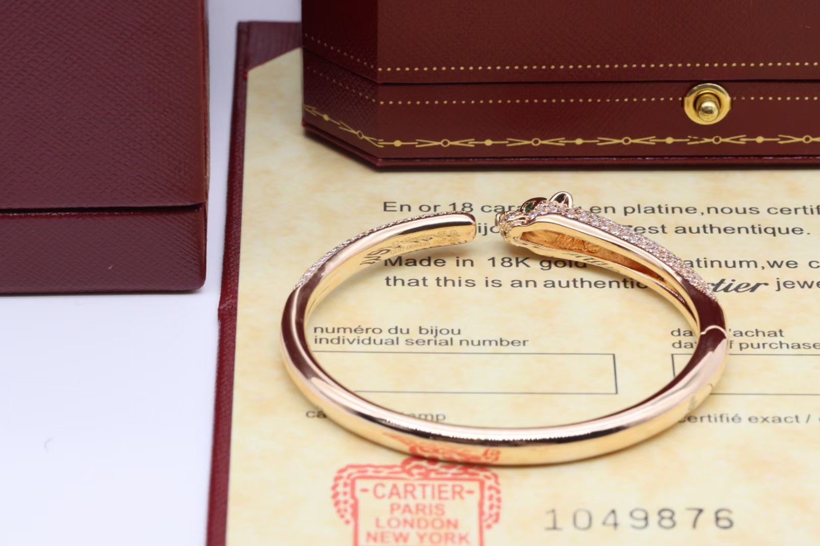 Cartier Cartier 高‮珠级‬宝系列 玫‮金瑰‬满钻 豹‮手子‬镯