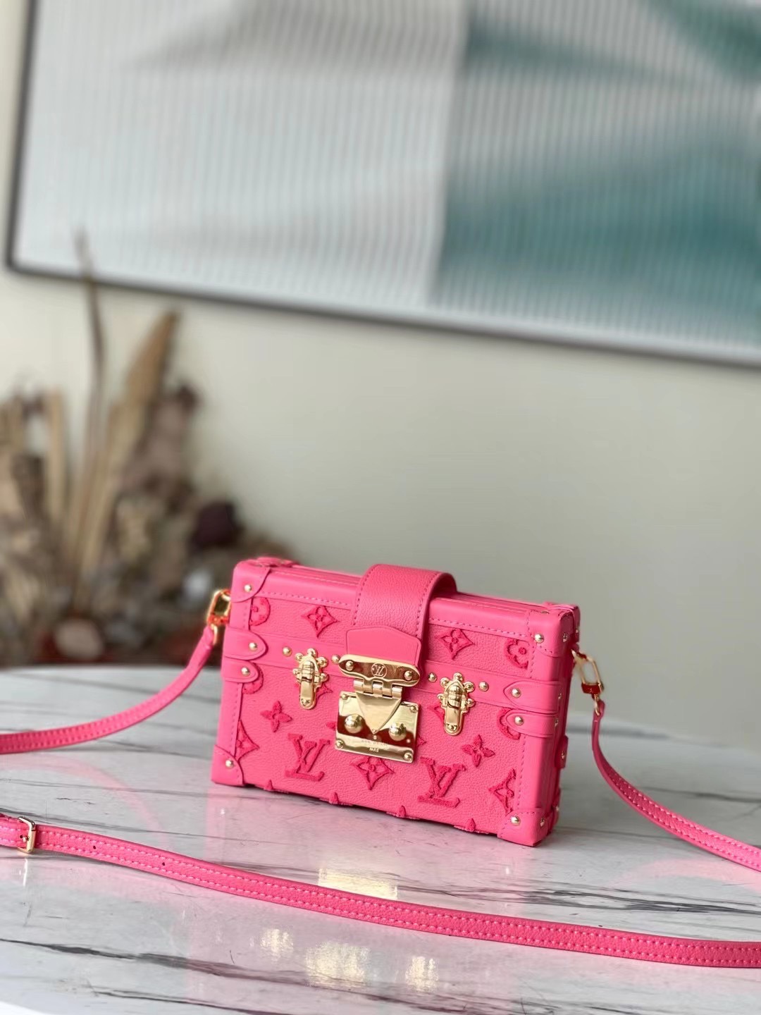 Louis Vuitton LV Petite Malle Bags Handbags Embroidery Cowhide Velvet M20745