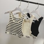 Celine Clothing Tank Tops&Camis Apricot Color Black Red White Knitting Spring/Summer Collection Sweatpants