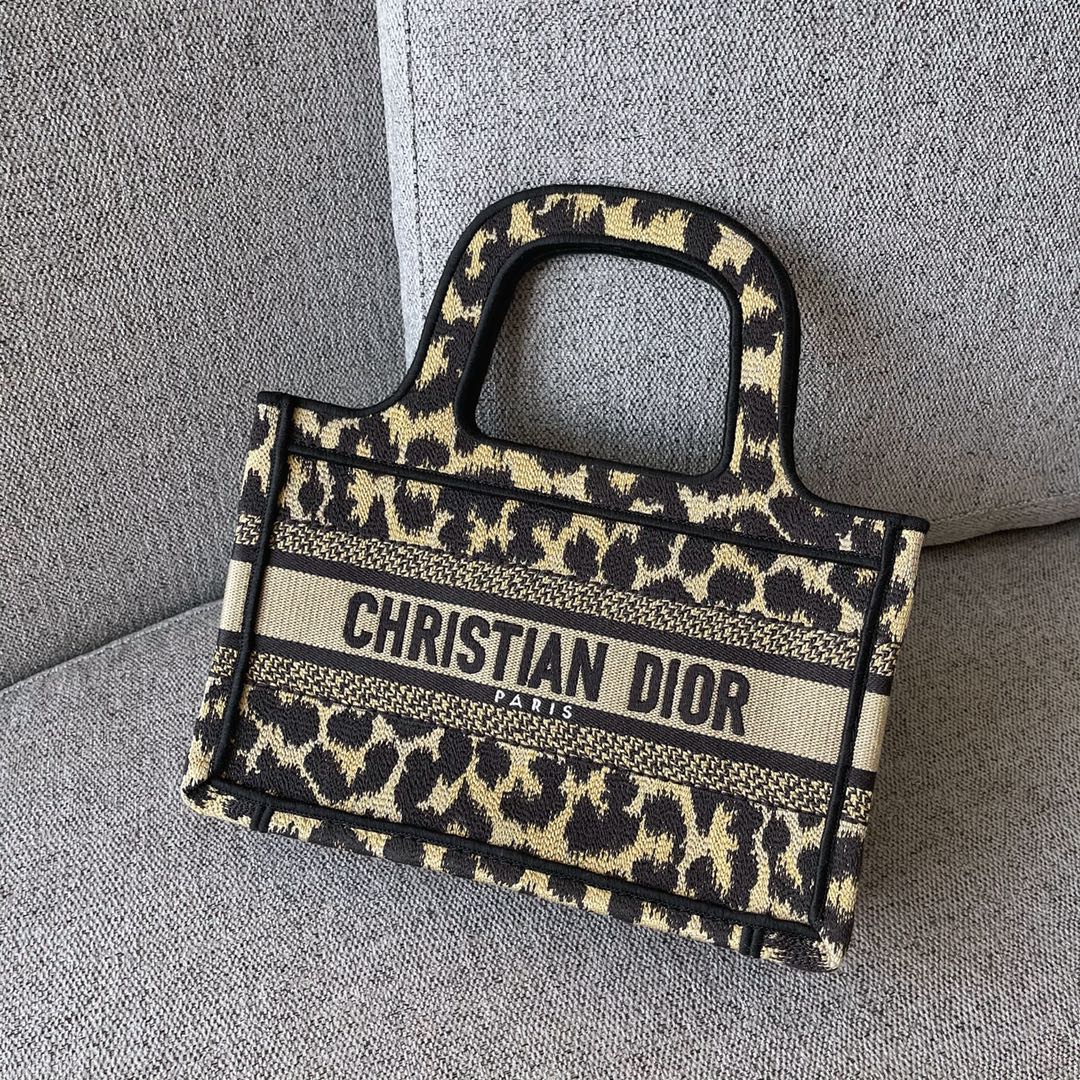 Dior Book Tote Handbags Tote Bags Leopard Print Mini