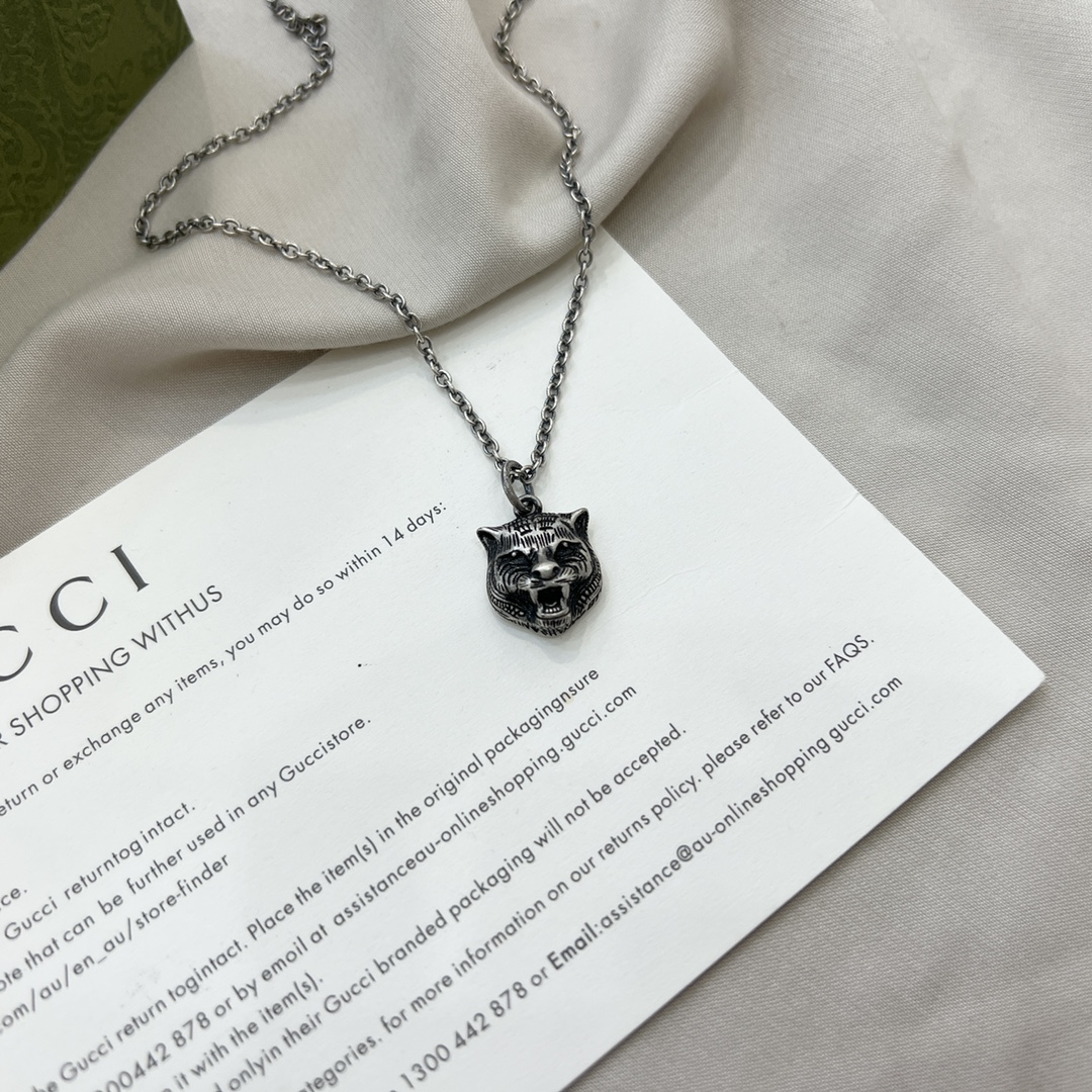 NO:101357,Gucci 925 sterling silver double G tiger head retro necklace size 60cm, Gucci necklace, gucci, gucci, necklace, pure silver19860909Gucci古驰925纯银双G虎头复古项链 尺寸60cm,古驰项链,gucci,gucci,necklace,pure silver,Jewelry