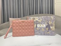 Dior Caro Clutches & Pouch Bags Pink Cowhide