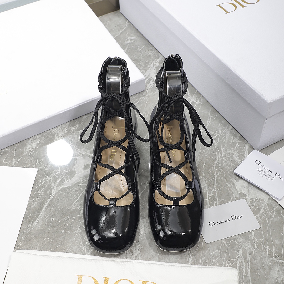 Dior Boots Black White Patent Leather Sheepskin Spring/Summer Collection