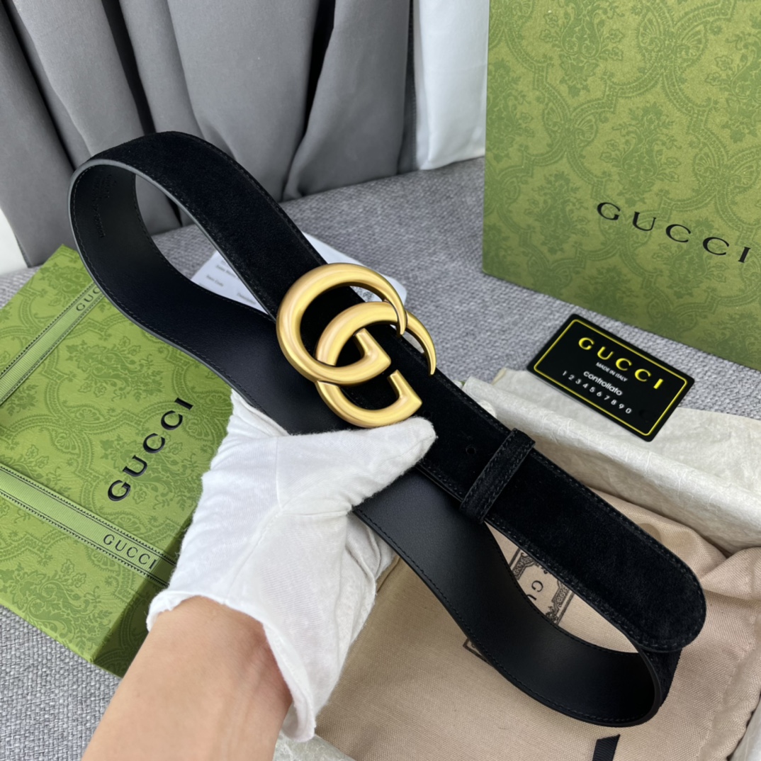 New GUCCI Gucchi Collection: Geometrical Design with Cow Hide, Double G-Band Button Belt - 图片 5