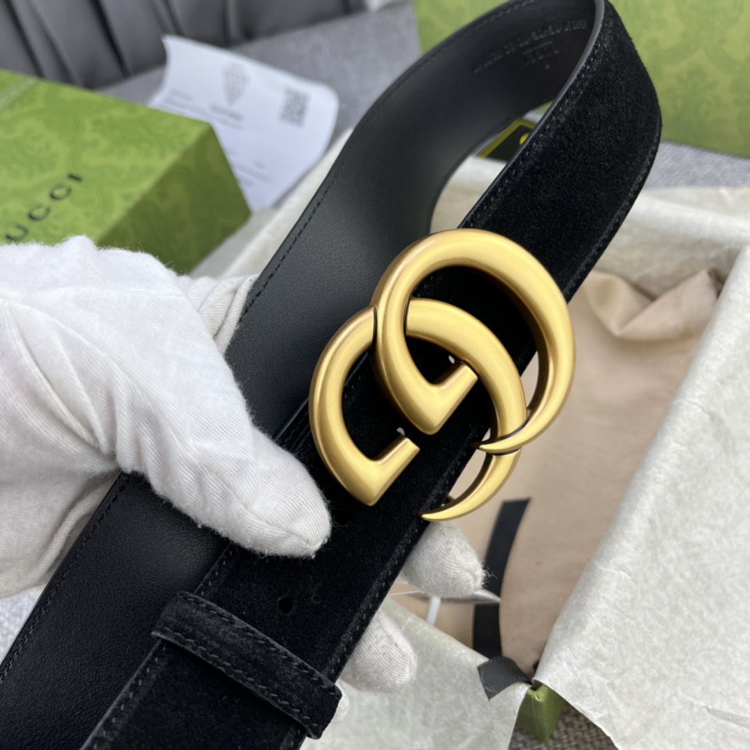 New GUCCI Gucchi Collection: Geometrical Design with Cow Hide, Double G-Band Button Belt - 图片 6