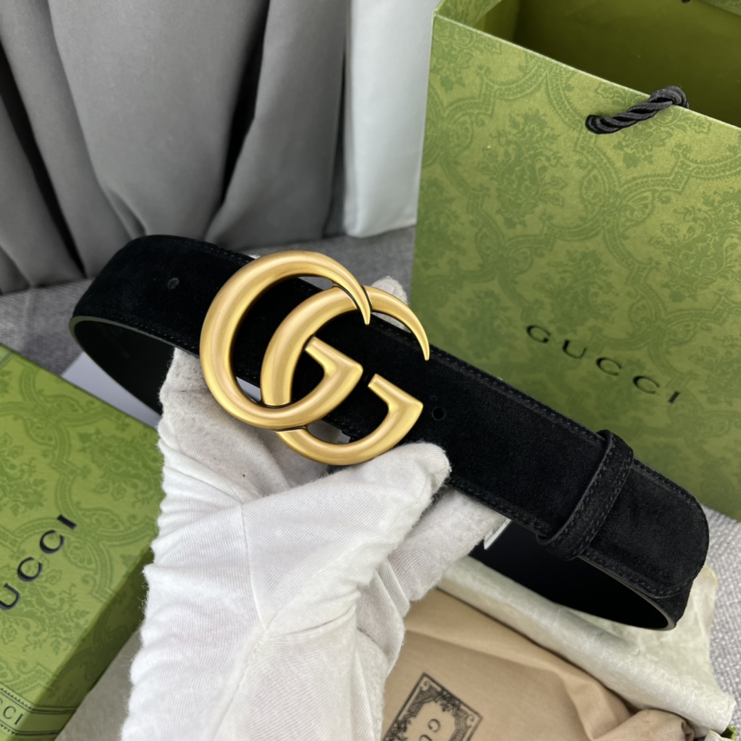 New GUCCI Gucchi Collection: Geometrical Design with Cow Hide, Double G-Band Button Belt - 图片 3