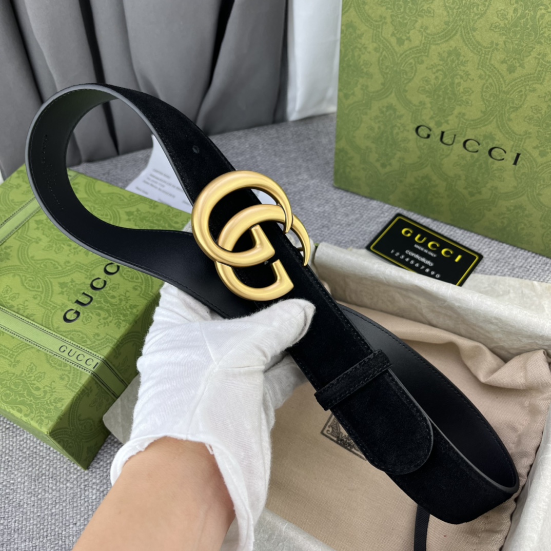 New GUCCI Gucchi Collection: Geometrical Design with Cow Hide, Double G-Band Button Belt - 图片 4